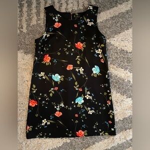 Worthington Sleeveless Black Midi Dress w/Colorful Floral Print, XL